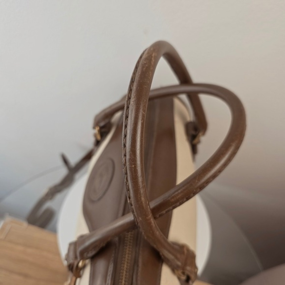 Dooney &‎ Bourke All Weather Leather Barrel Boston Bag Cream Brown Made in USA - Picture 6 of 16